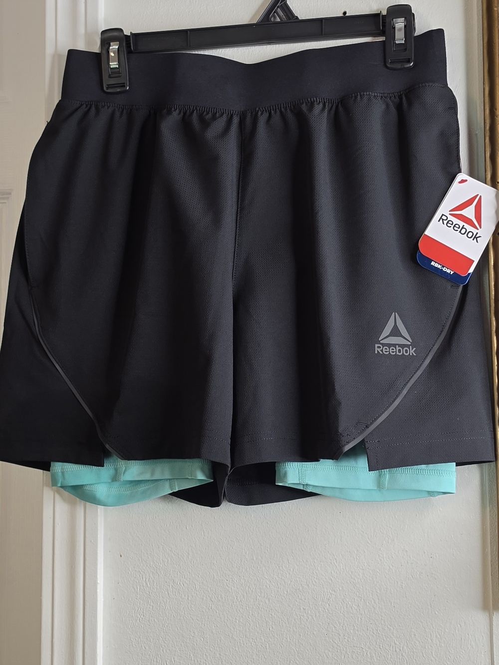 Reebok Women’s Black Shorts with Aqua Inner Liner